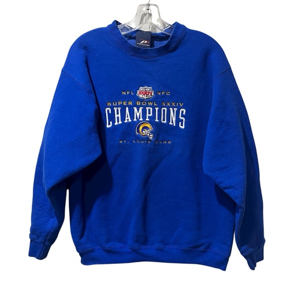 Vintage Men’s St. Louis Rams Super Bowl 2000 NFL Football Sweatshirt 90s Large - Picture 1 of 7